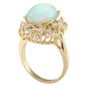 4.95 Carat Natural Opal 14K Yellow Gold Diamond Ring - Fashion Strada