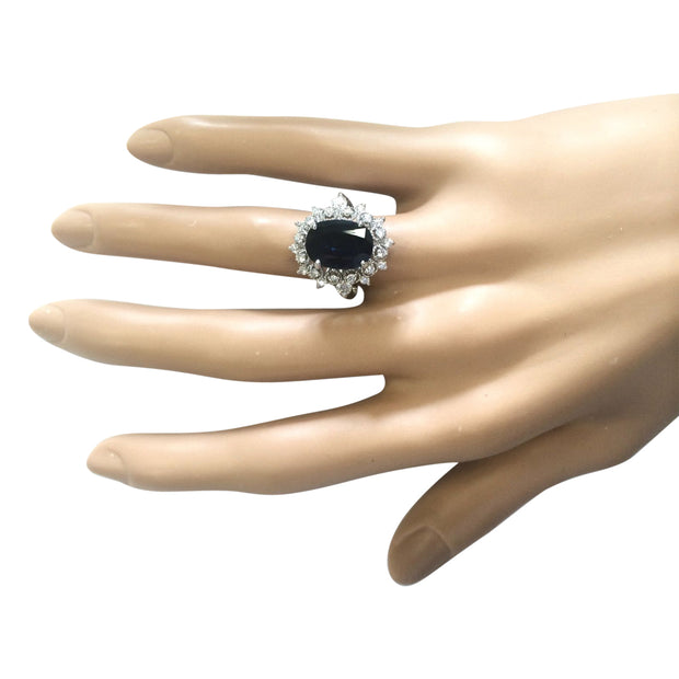 5.08 Carat Natural Sapphire 14K White Gold Diamond Ring - Fashion Strada