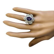5.11 Carat Natural Tanzanite 14K White Gold Diamond Ring - Fashion Strada