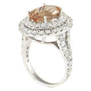 5.12 Carat Natural Morganite 14K White Gold Diamond Ring - Fashion Strada