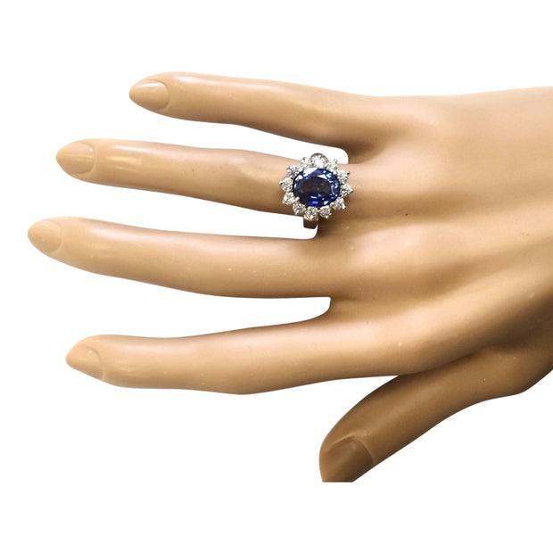 5.14 Carat Natural Sapphire 14K White Gold Diamond Ring - Fashion Strada