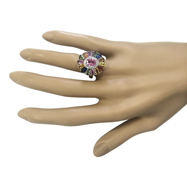 5.18 Carat Natural Sapphire 14K White Gold Diamond Ring - Fashion Strada