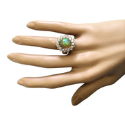 5.19 Carat Natural Opal 14K Rose Gold Diamond Ring - Fashion Strada