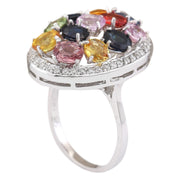 5.34 Carat Natural Ceylon Sapphire 14K White Gold Diamond Ring - Fashion Strada
