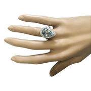 5.37 Carat Natural Aquamarine 14K White Gold Diamond Ring - Fashion Strada