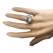 5.38 Carat Natural Morganite 14K White Gold Diamond Ring - Fashion Strada