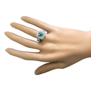 5.46 Carat Natural Zircon 14K White Gold Diamond Ring - Fashion Strada