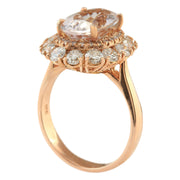 5.48 Carat Natural Morganite 14K Rose Gold Diamond Ring - Fashion Strada