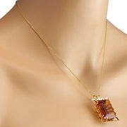 55.00 Carat Natural Citrine 14K Yellow Gold Necklace - Fashion Strada
