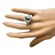 5.63 Carat Natural Aquamarine 14K White Gold Diamond Ring - Fashion Strada