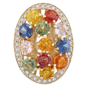 5.72 Carat Natural Ceylon Sapphire 14K Yellow Gold Diamond Ring - Fashion Strada
