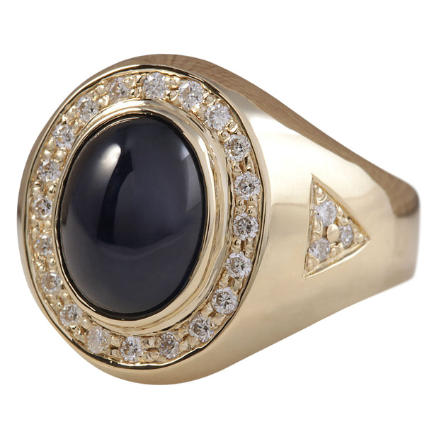 5.90 Carat Natural Sapphire 14K Yellow Gold Diamond Ring - Fashion Strada