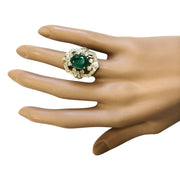6.00 Carat Natural Emerald 14K Yellow Gold Diamond Ring - Fashion Strada