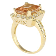 6.03 Carat Natural Morganite 14K Yellow Gold Diamond Ring - Fashion Strada