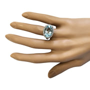 6.04 Carat Natural Aquamarine 14K White Gold Diamond Ring - Fashion Strada