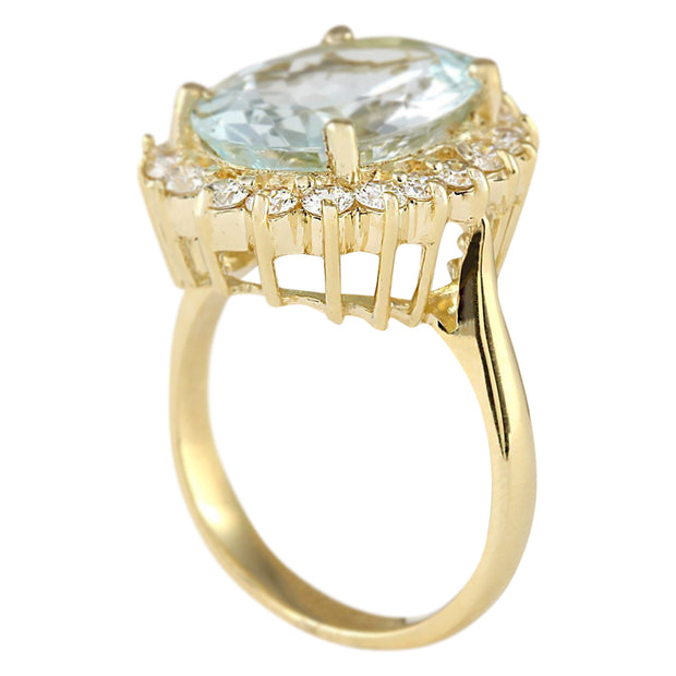 6.15 Carat Natural Aquamarine 14K Yellow Gold Diamond Ring - Fashion Strada
