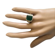 6.50 Carat Natural Emerald 14K Yellow Gold Diamond Ring - Fashion Strada