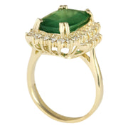6.69 Carat Natural Emerald 14K Yellow Gold Diamond Ring - Fashion Strada