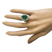6.77 Carat Natural Emerald 14K Yellow Gold Diamond Ring - Fashion Strada