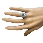 6.80 Carat Natural Aquamarine 14K White Gold Diamond Ring - Fashion Strada