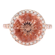 6.80 Carat Natural Morganite 14K Rose Gold Diamond Ring - Fashion Strada
