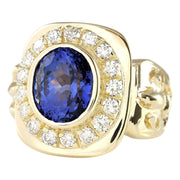 6.81 Carat Natural Tanzanite 14K Yellow Gold Diamond Ring - Fashion Strada