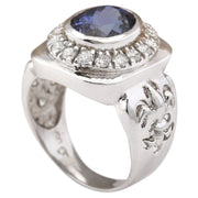 6.81 Carat Natural Tanzanite 14K White Gold Diamond Ring - Fashion Strada