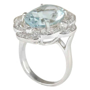 6.97 Carat Natural Aquamarine 14K White Gold Diamond Ring - Fashion Strada