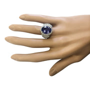 7.60 Carat Natural Tanzanite 14K White Gold Diamond Ring - Fashion Strada