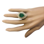 7.82 Carat Natural Emerald 14K Yellow Gold Diamond Ring - Fashion Strada