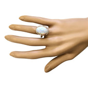 7.92 Carat Natural Opal 14K Rose Gold Diamond Ring - Fashion Strada