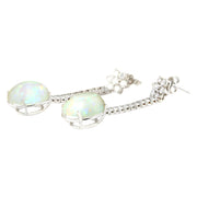 7.87 Carat Natural Opal 14K White Gold Diamond Earrings - Fashion Strada
