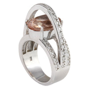 8.05 Carat Natural Morganite 14K White Gold Diamond Ring - Fashion Strada