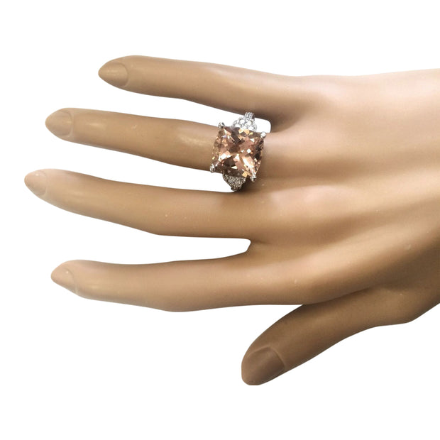 8.11 Carat Natural Morganite 14K White Gold Diamond Ring - Fashion Strada