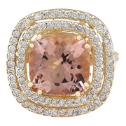8.19 Carat Natural Morganite 14K Yellow Gold Diamond Ring - Fashion Strada