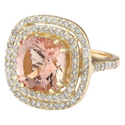 8.19 Carat Natural Morganite 14K Yellow Gold Diamond Ring - Fashion Strada