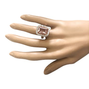 8.33 Carat Natural Morganite 14K Rose Gold Diamond Ring - Fashion Strada