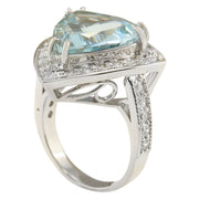 8.48 Carat Natural Aquamarine 14K White Gold Diamond Ring - Fashion Strada
