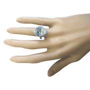8.66 Carat Natural Aquamarine 14K White Gold Diamond Ring - Fashion Strada