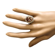 8.66 Carat Natural Morganite 14K Yellow Gold Diamond Ring - Fashion Strada