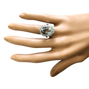 9.12 Carat Natural Aquamarine 14K White Gold Diamond Ring - Fashion Strada