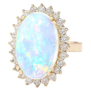 9.18 Carat Natural Opal 14K Yellow Gold Diamond Ring - Fashion Strada