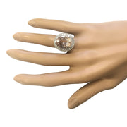 9.29 Carat Natural Morganite 14K White Gold Diamond Ring - Fashion Strada