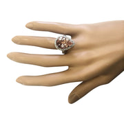 9.83 Carat Natural Morganite 14K White Gold Diamond Ring - Fashion Strada