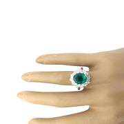 5.01 Carat Natural Emerald 14K Solid White Gold Diamond Ring - Fashion Strada