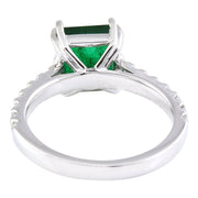 2.41 Carat Natural Emerald 14K Solid White Gold Diamond Ring - Fashion Strada