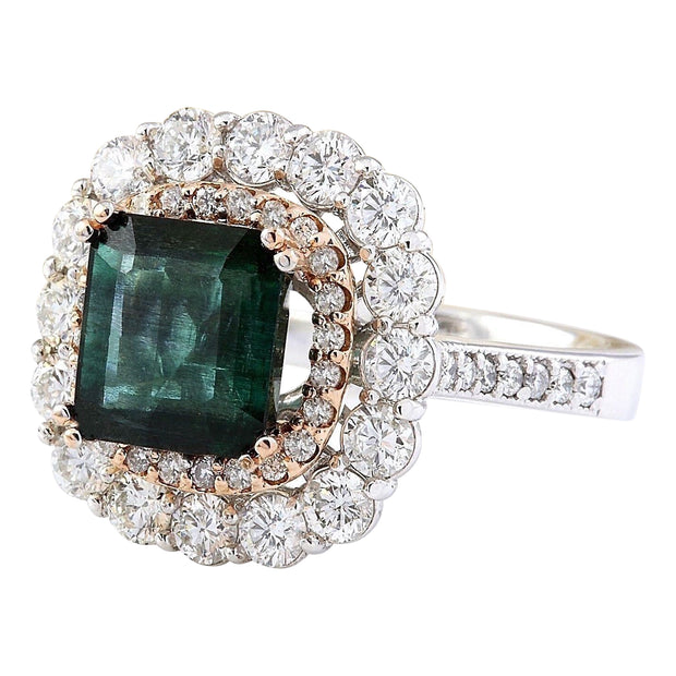 5.32 Carat Natural Emerald 14K Solid Two Tone Gold Diamond Ring - Fashion Strada