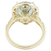 5.40 Carat Natural Aquamarine 14K Solid Yellow Gold Diamond Ring - Fashion Strada