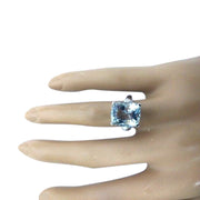 5.58 Carat Natural Aquamarine 14K Solid White Gold Diamond Ring - Fashion Strada