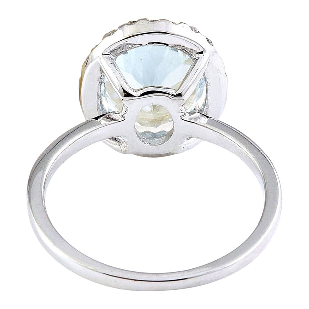 3.55 Carat Natural Aquamarine 14K Solid White Gold Diamond Ring - Fashion Strada
